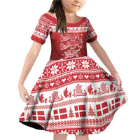 Denmark Christmas Family Matching Off Shoulder Short Dress and Hawaiian Shirt Three Danish Lions - Wonder Print Shop