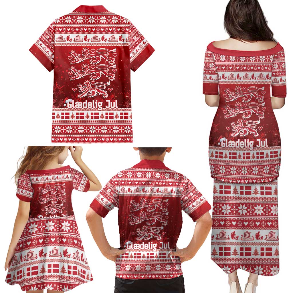 Denmark Christmas Family Matching Puletasi and Hawaiian Shirt Three Danish Lions - Wonder Print Shop