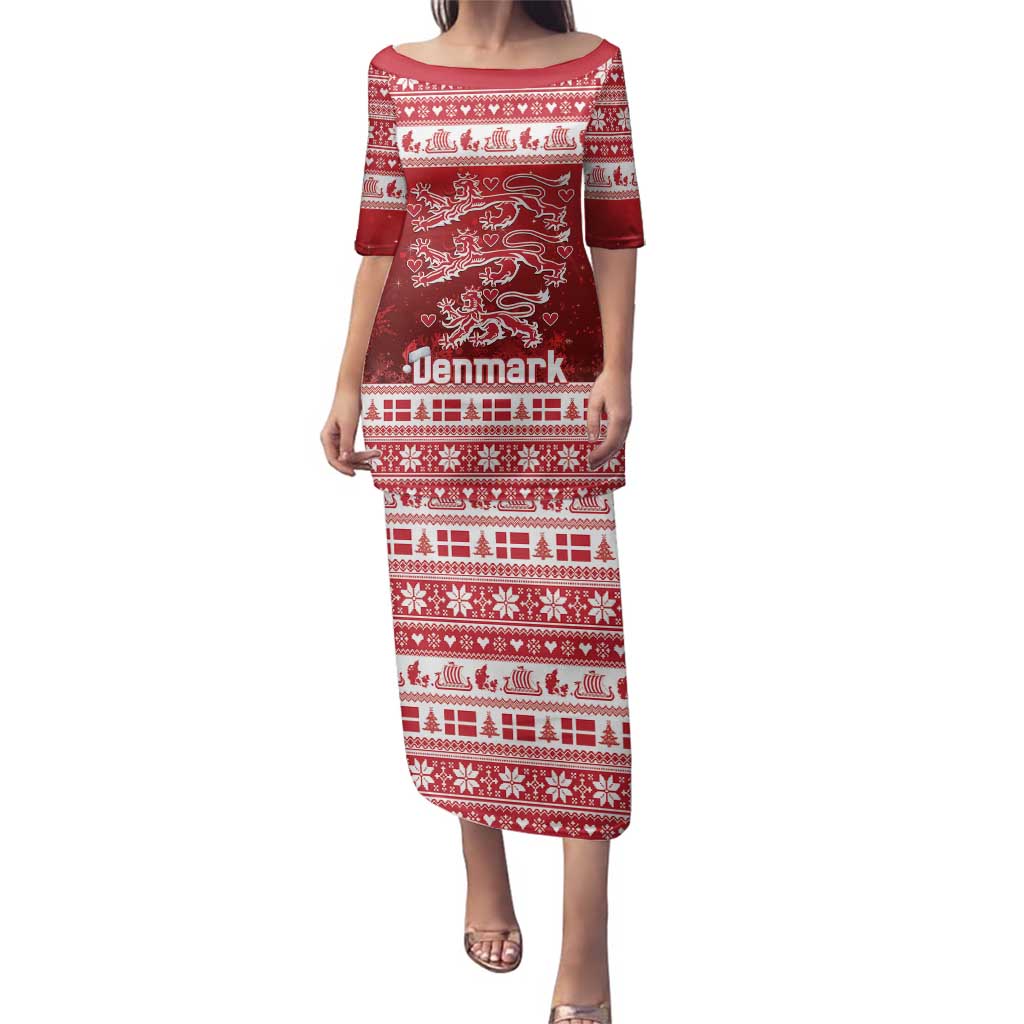 Denmark Christmas Family Matching Puletasi and Hawaiian Shirt Three Danish Lions - Wonder Print Shop