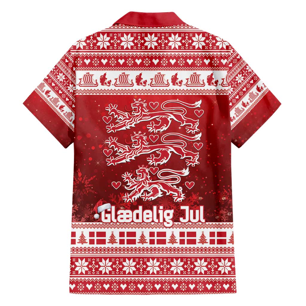 Denmark Christmas Family Matching Short Sleeve Bodycon Dress and Hawaiian Shirt Three Danish Lions - Wonder Print Shop