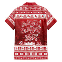 Denmark Christmas Family Matching Short Sleeve Bodycon Dress and Hawaiian Shirt Three Danish Lions - Wonder Print Shop