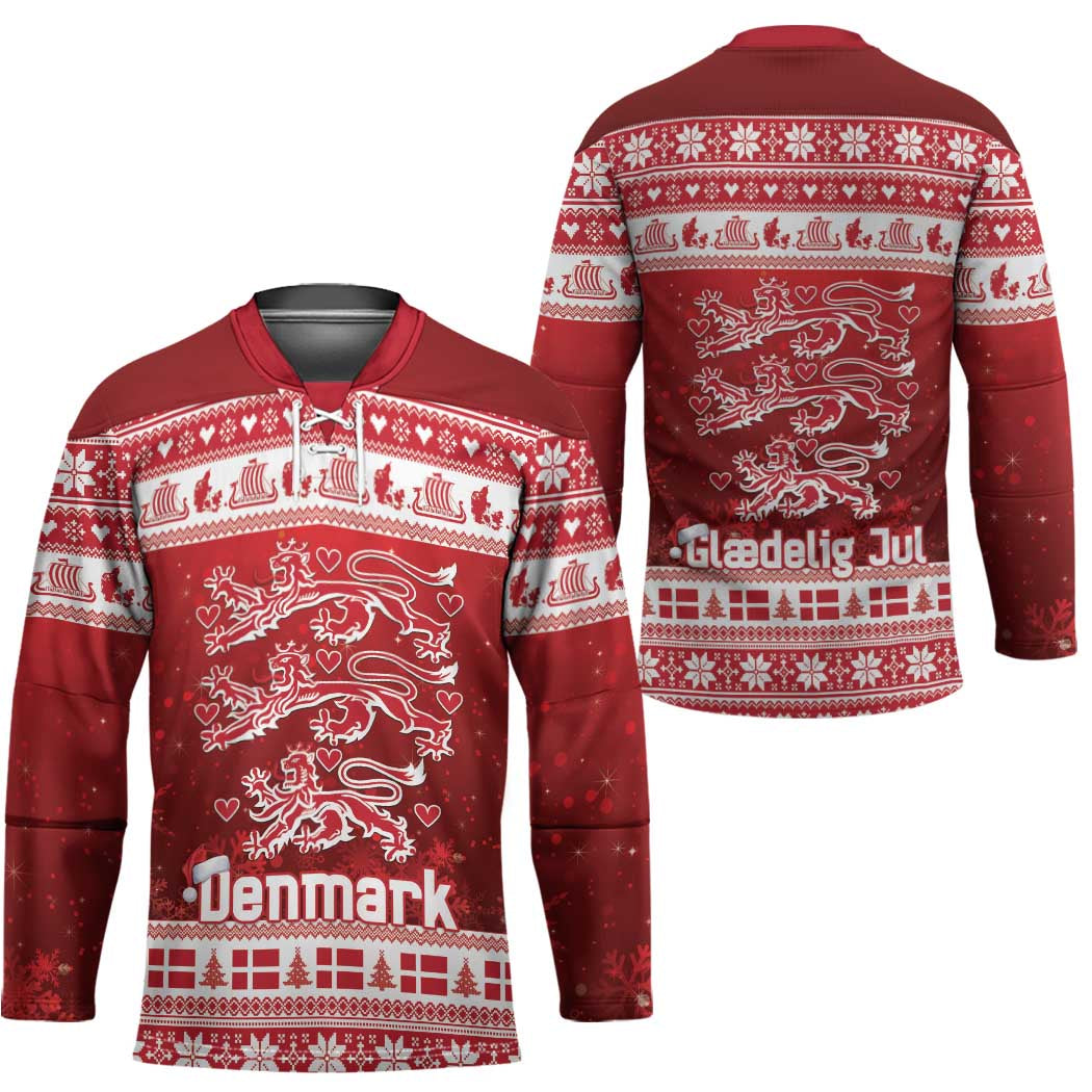 Denmark Christmas Hockey Jersey Three Danish Lions - Wonder Print Shop