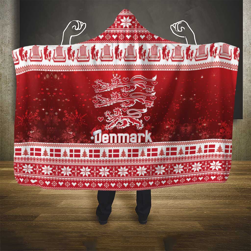 Denmark Christmas Hooded Blanket Three Danish Lions - Wonder Print Shop