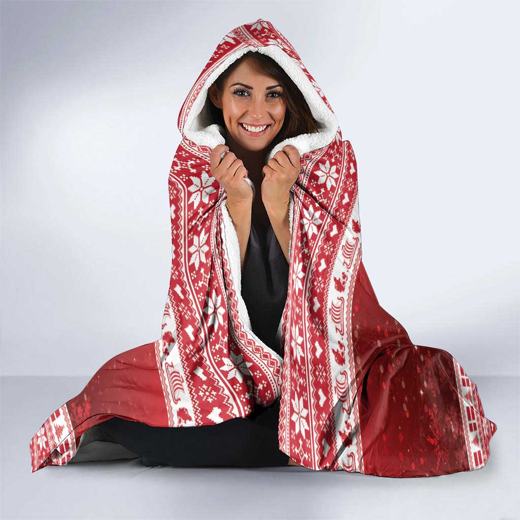 Denmark Christmas Hooded Blanket Three Danish Lions - Wonder Print Shop