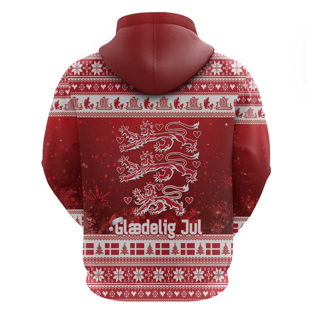 Denmark Christmas Hoodie Three Danish Lions - Wonder Print Shop