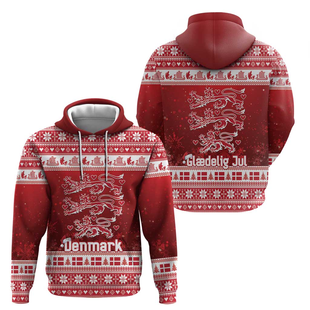 Denmark Christmas Hoodie Three Danish Lions - Wonder Print Shop