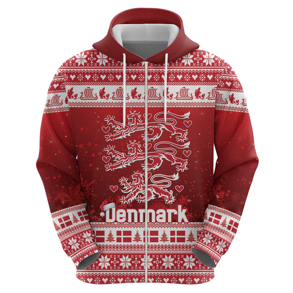Denmark Christmas Hoodie Three Danish Lions - Wonder Print Shop