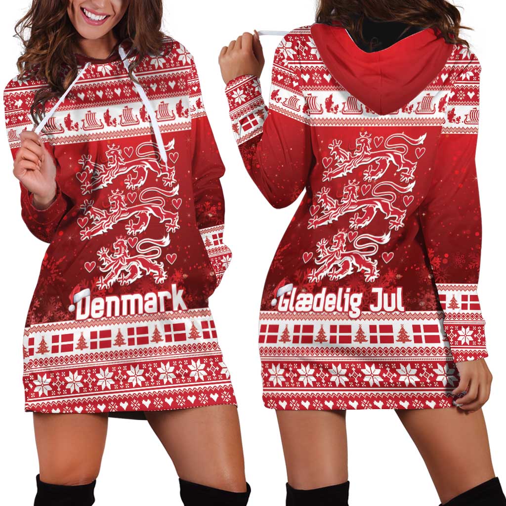 Denmark Christmas Hoodie Dress Three Danish Lions - Wonder Print Shop