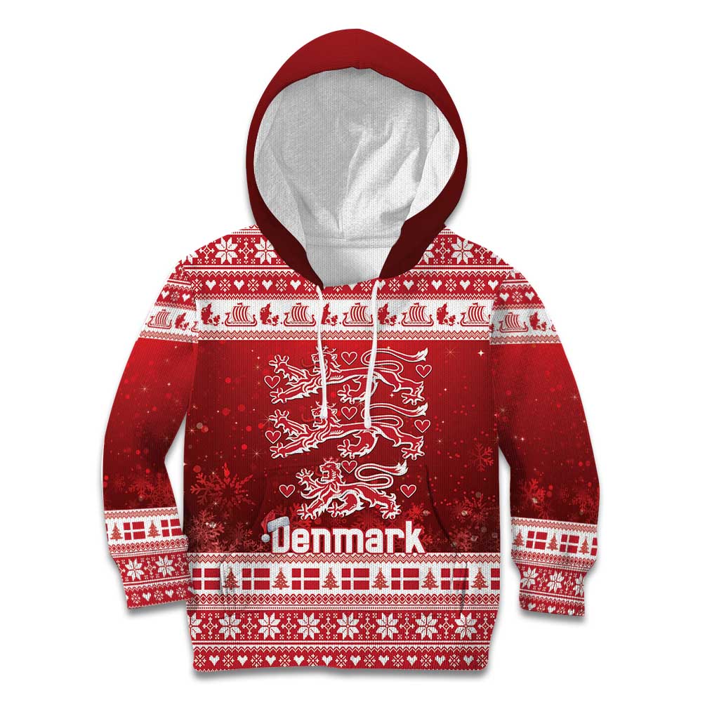Denmark Christmas Kid Hoodie Three Danish Lions - Wonder Print Shop