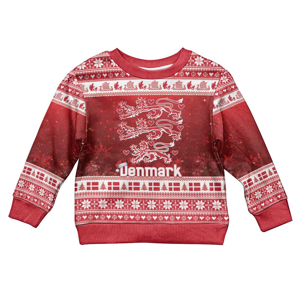 Denmark Christmas Kid Ugly Christmas Sweater Three Danish Lions - Wonder Print Shop