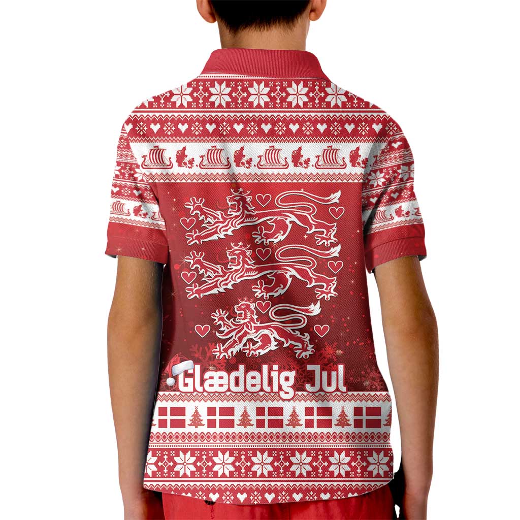 Denmark Christmas Kid Polo Shirt Three Danish Lions - Wonder Print Shop