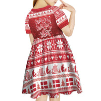 Denmark Christmas Kid Short Sleeve Dress Three Danish Lions - Wonder Print Shop