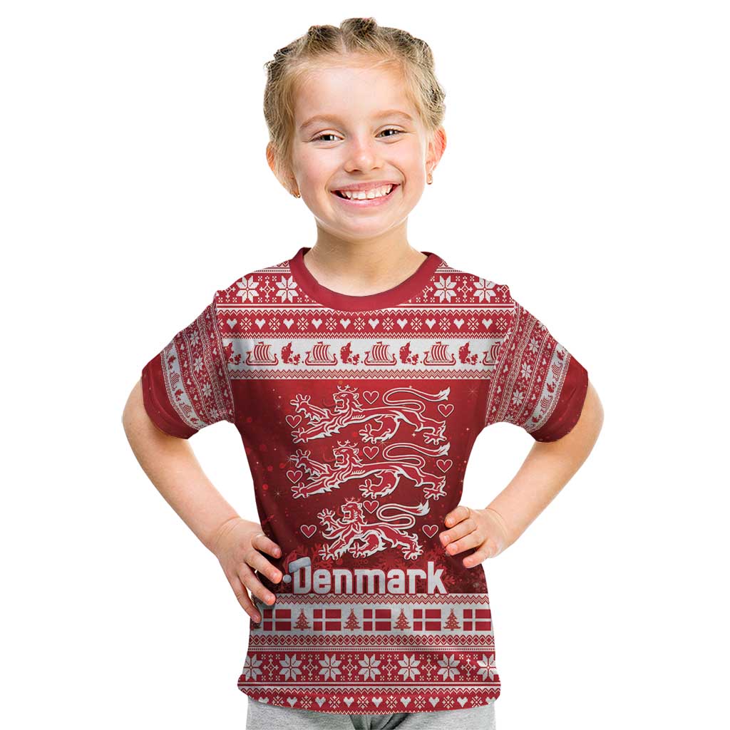 Denmark Christmas Kid T Shirt Three Danish Lions - Wonder Print Shop