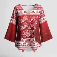 Denmark Christmas Kimono Sleeve Blouse Three Danish Lions - Wonder Print Shop