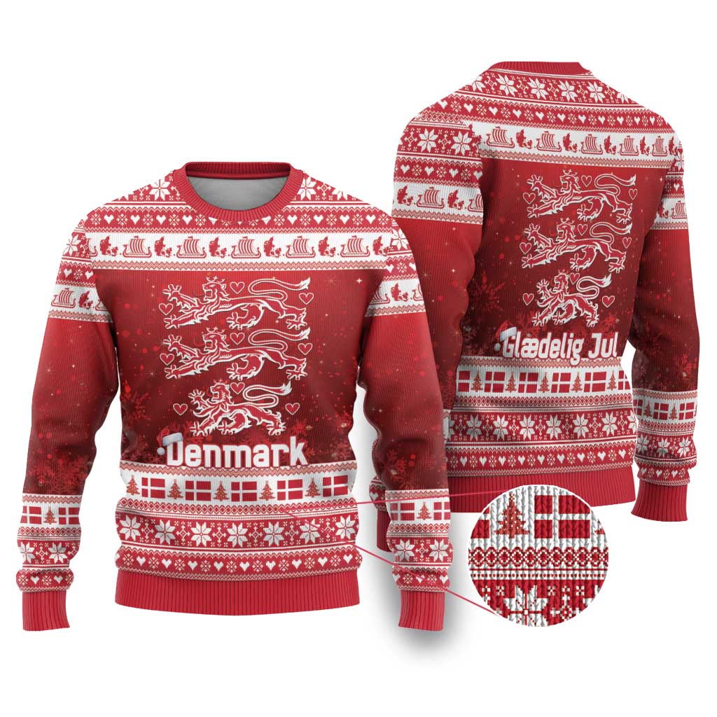 Denmark Christmas Ugly Christmas Sweater Three Danish Lions - Wonder Print Shop