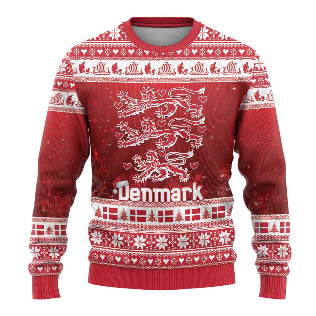 Denmark Christmas Ugly Christmas Sweater Three Danish Lions - Wonder Print Shop