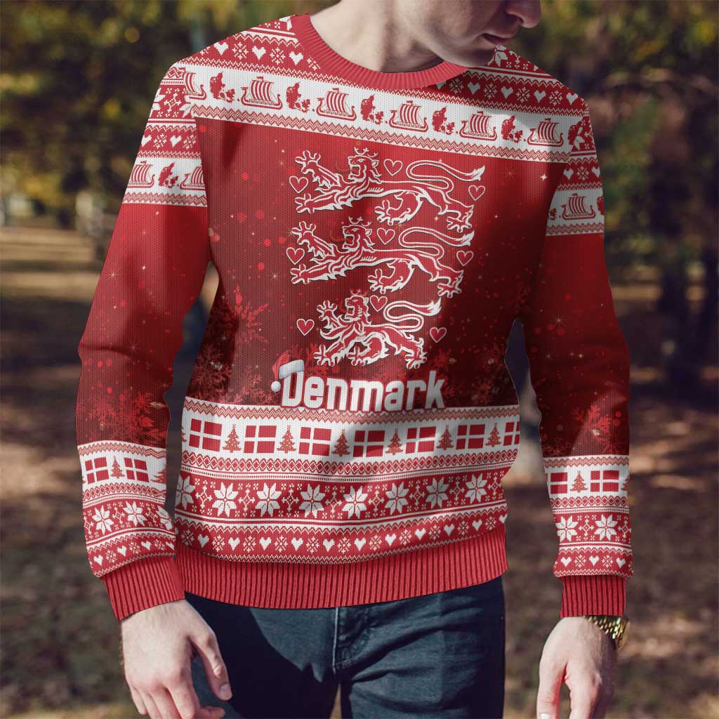 Denmark Christmas Ugly Christmas Sweater Three Danish Lions - Wonder Print Shop
