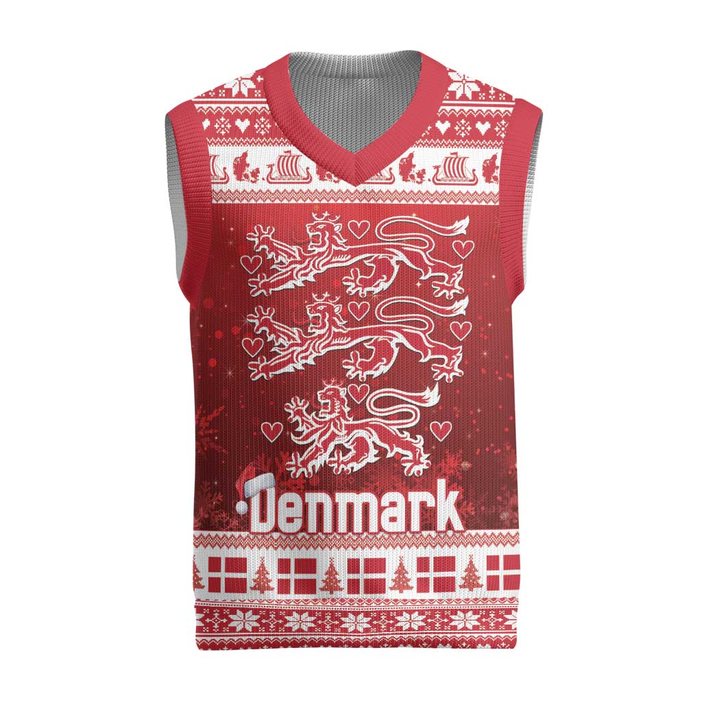 Denmark Christmas Knitted V-Neck Vest Three Danish Lions - Wonder Print Shop