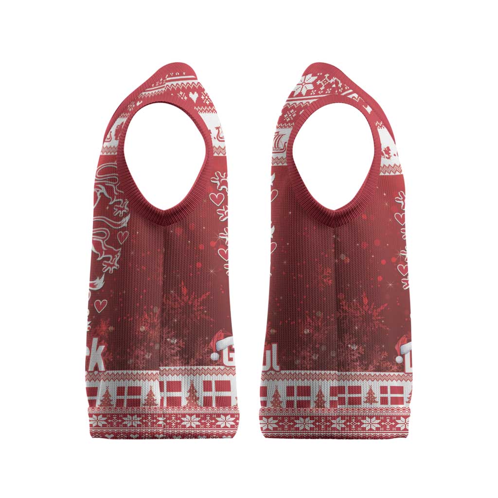 Denmark Christmas Knitted V-Neck Vest Three Danish Lions - Wonder Print Shop