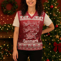 Denmark Christmas Knitted V-Neck Vest Three Danish Lions - Wonder Print Shop