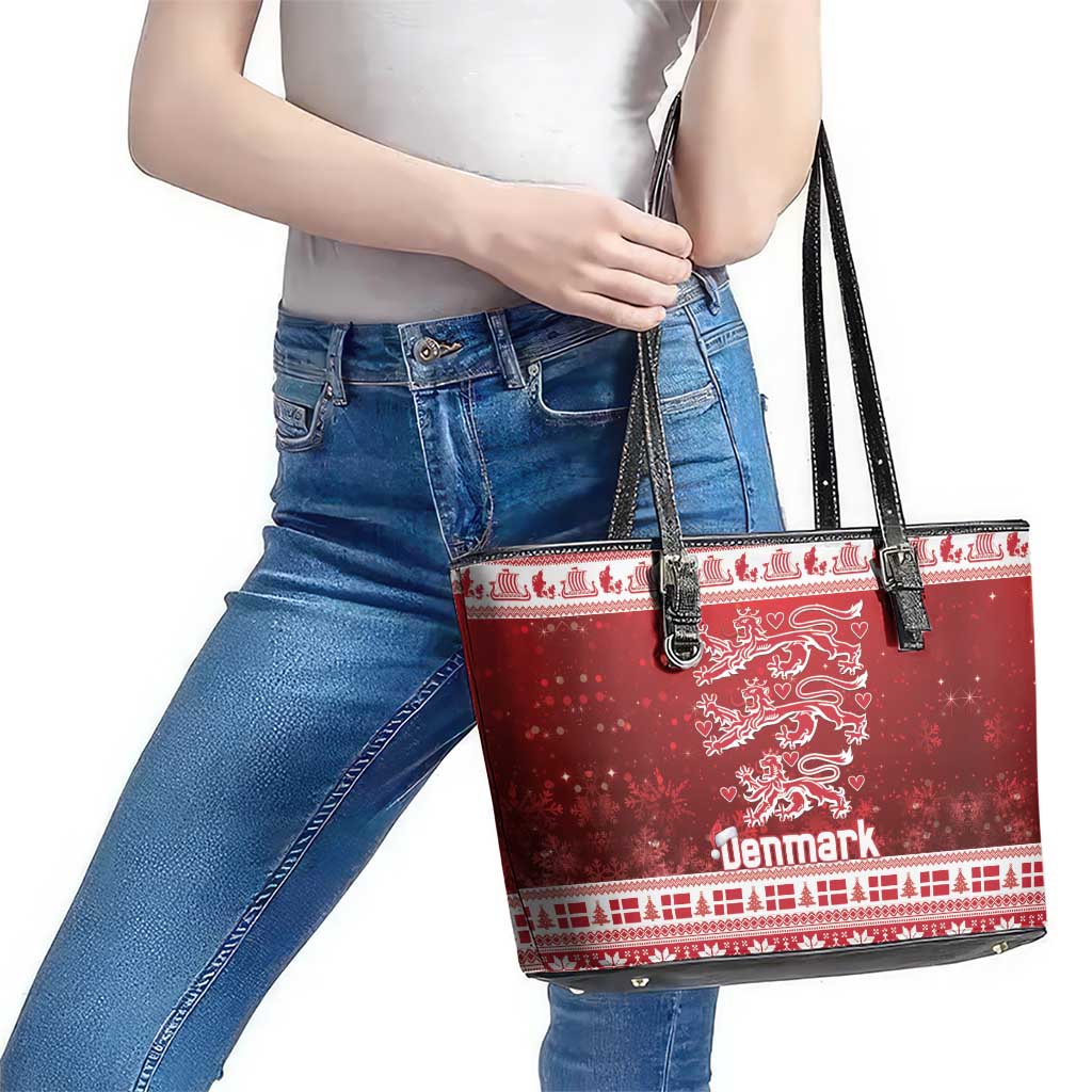 Denmark Christmas Leather Tote Bag Three Danish Lions - Wonder Print Shop
