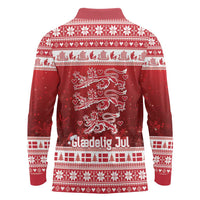 Denmark Christmas Long Sleeve Polo Shirt Three Danish Lions - Wonder Print Shop