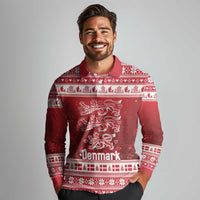 Denmark Christmas Long Sleeve Polo Shirt Three Danish Lions - Wonder Print Shop