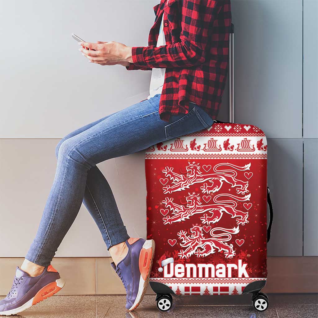 Denmark Christmas Luggage Cover Three Danish Lions - Wonder Print Shop