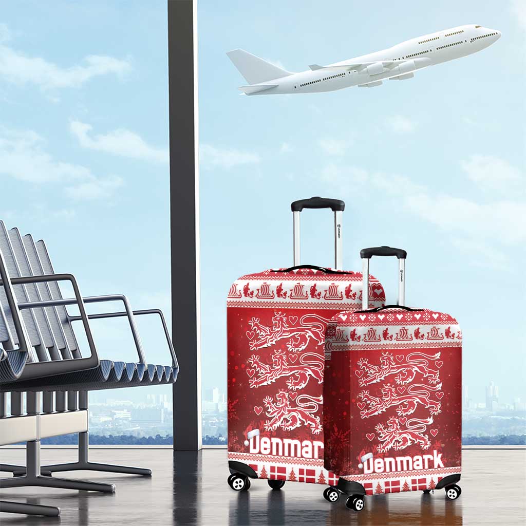 Denmark Christmas Luggage Cover Three Danish Lions - Wonder Print Shop