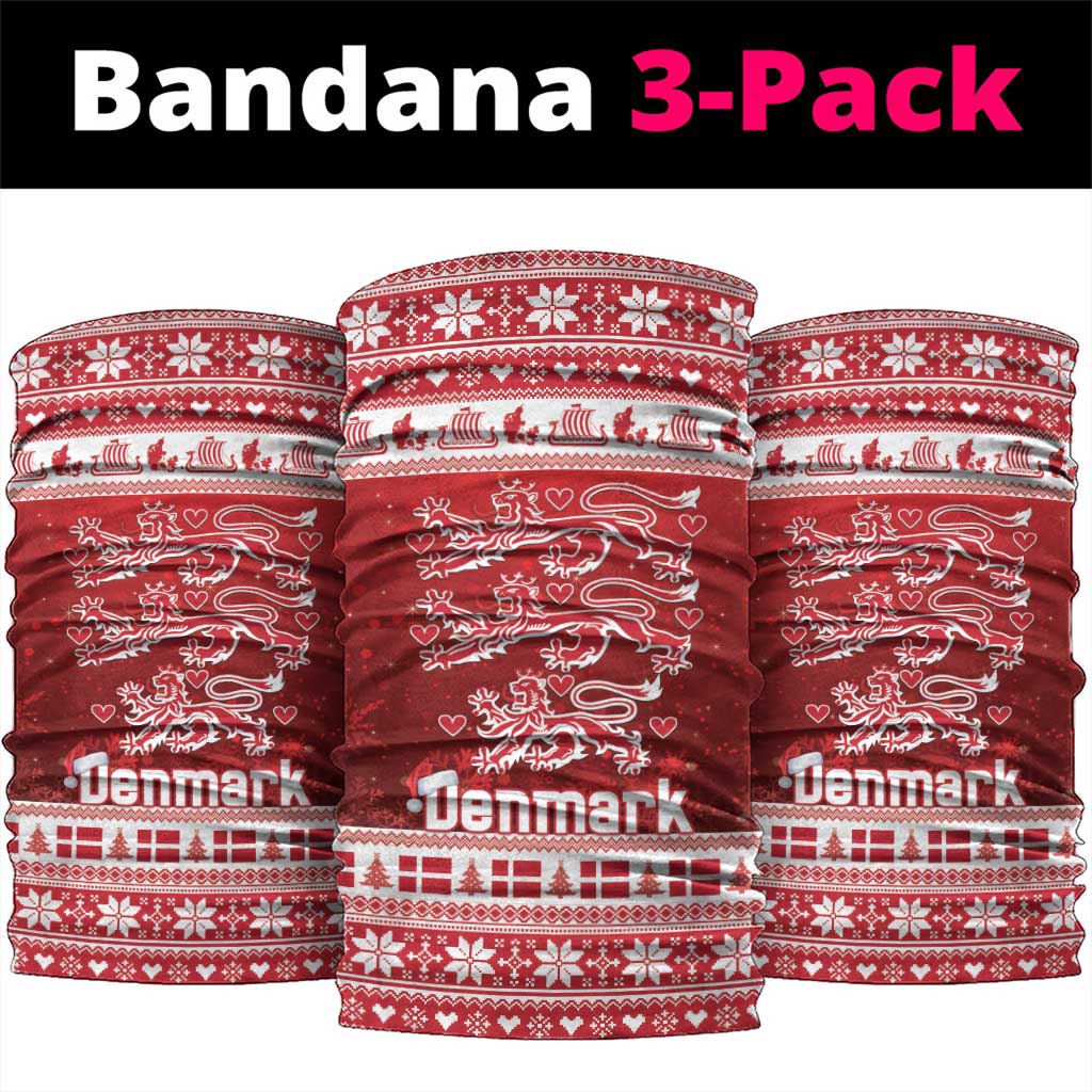 Denmark Christmas Neck Gaiter Three Danish Lions - Wonder Print Shop