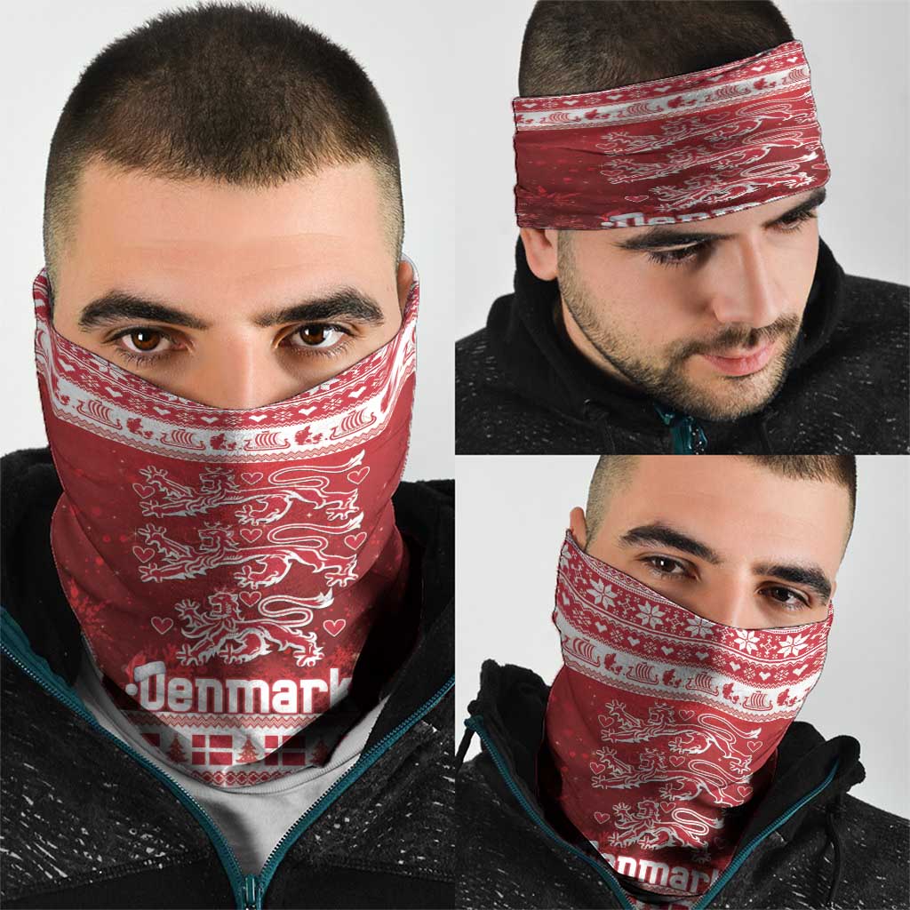 Denmark Christmas Neck Gaiter Three Danish Lions - Wonder Print Shop