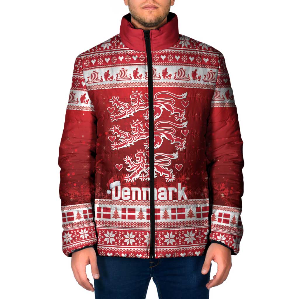 Denmark Christmas Padded Jacket Three Danish Lions - Wonder Print Shop