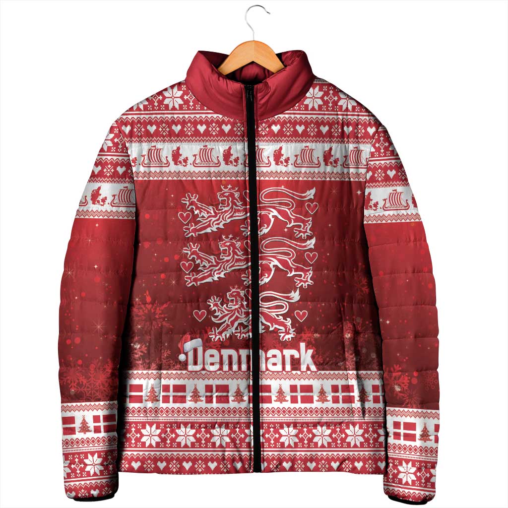 Denmark Christmas Padded Jacket Three Danish Lions - Wonder Print Shop