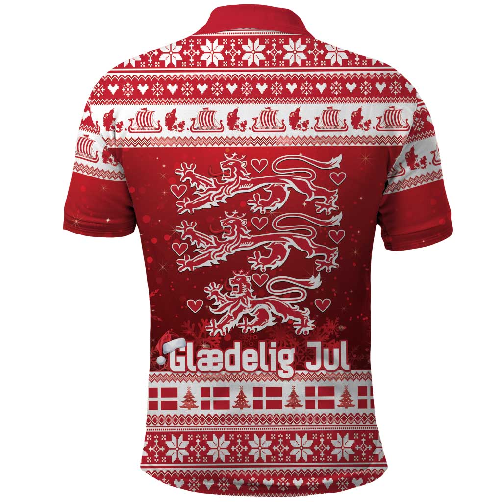 Denmark Christmas Polo Shirt Three Danish Lions - Wonder Print Shop