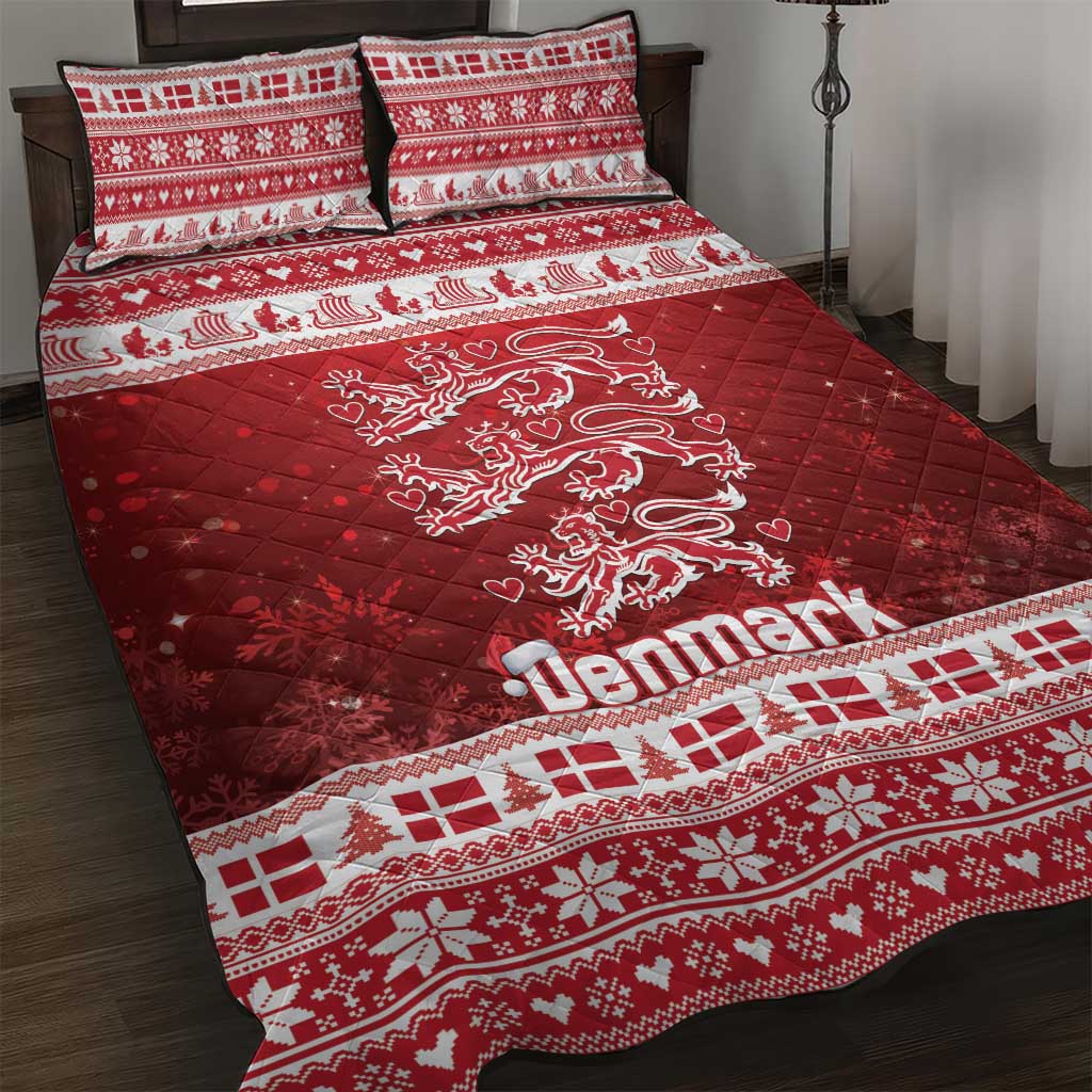 Denmark Christmas Quilt Bed Set Three Danish Lions - Wonder Print Shop