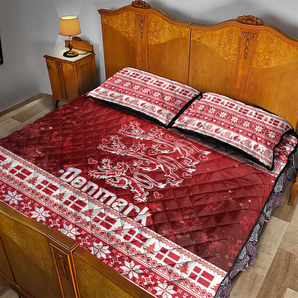 Denmark Christmas Quilt Bed Set Three Danish Lions - Wonder Print Shop