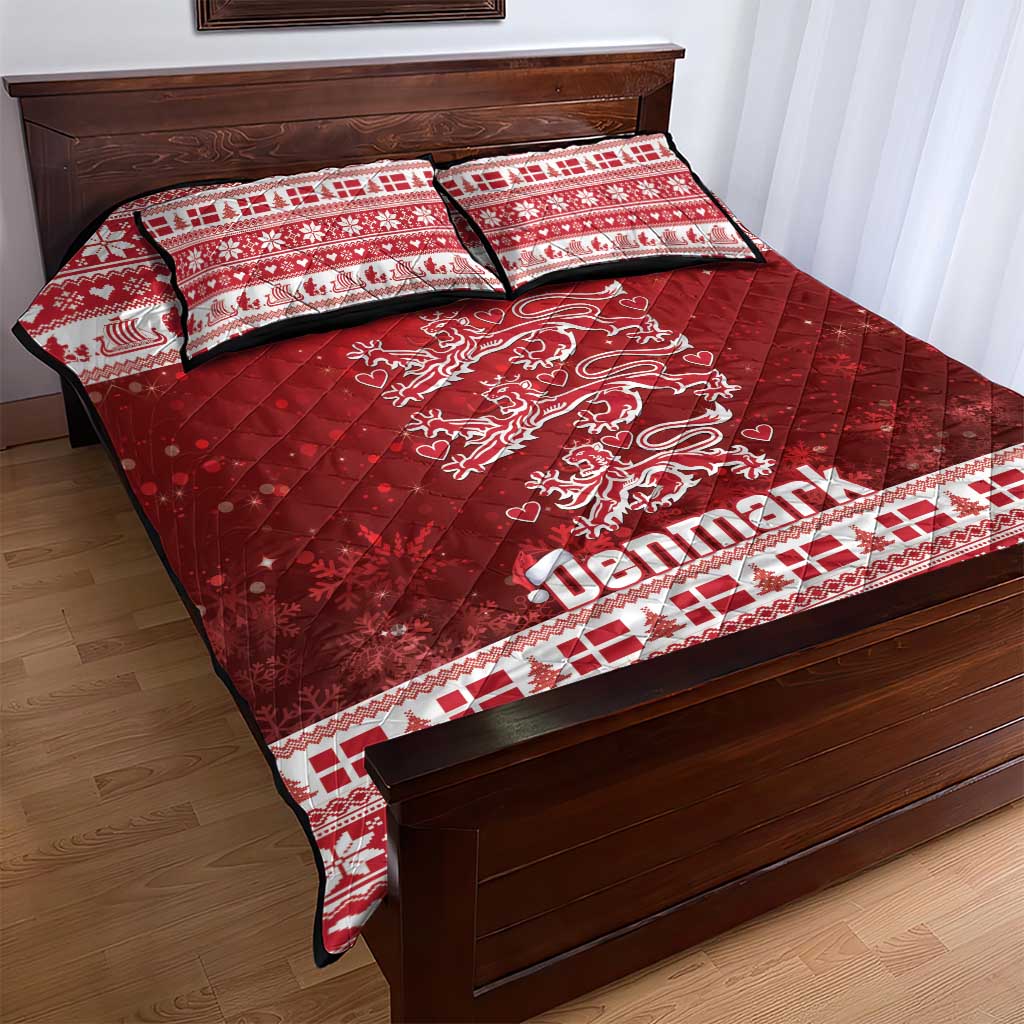 Denmark Christmas Quilt Bed Set Three Danish Lions - Wonder Print Shop