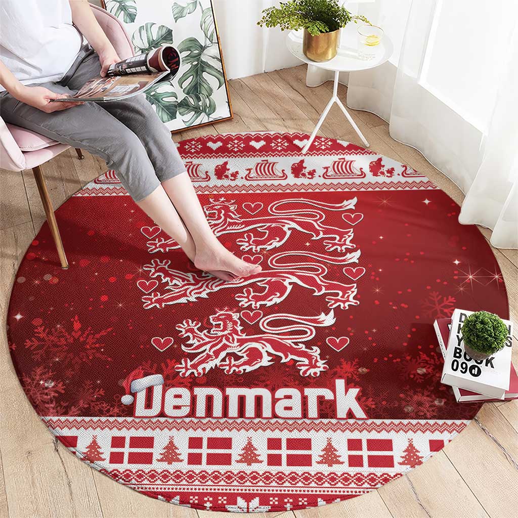Denmark Christmas Round Carpet Three Danish Lions - Wonder Print Shop