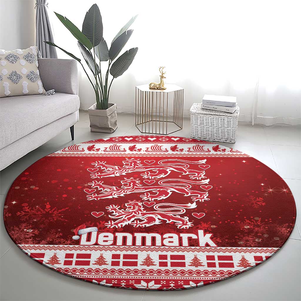 Denmark Christmas Round Carpet Three Danish Lions - Wonder Print Shop