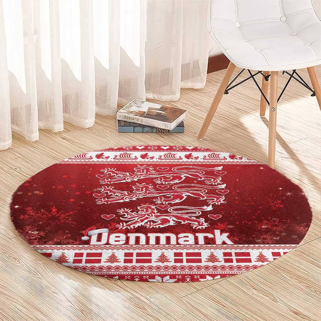 Denmark Christmas Round Carpet Three Danish Lions - Wonder Print Shop