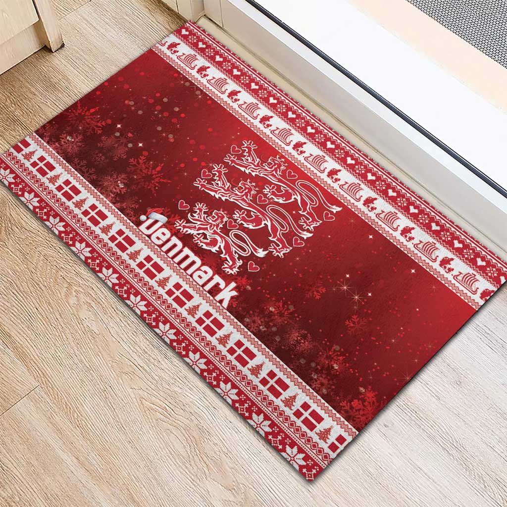 Denmark Christmas Rubber Doormat Three Danish Lions - Wonder Print Shop