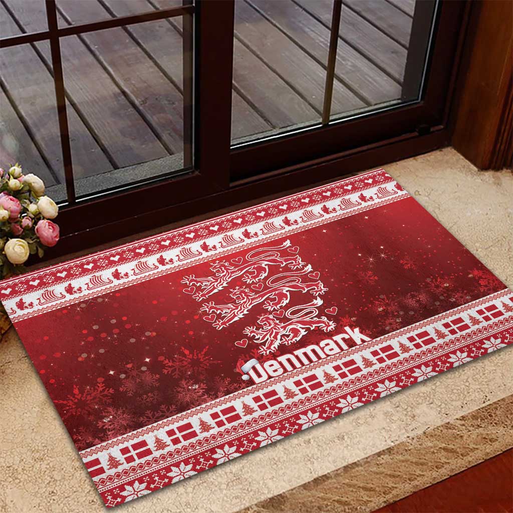 Denmark Christmas Rubber Doormat Three Danish Lions - Wonder Print Shop