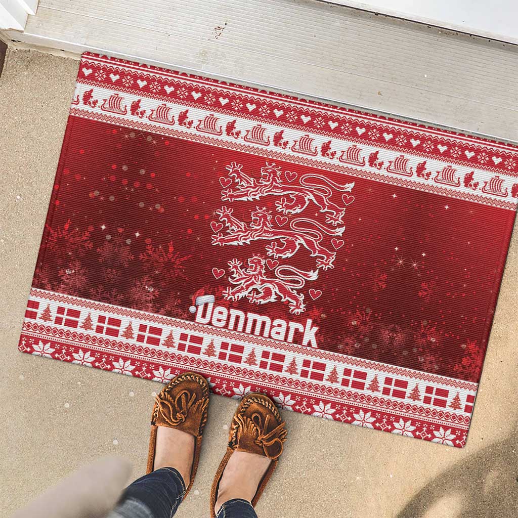 Denmark Christmas Rubber Doormat Three Danish Lions - Wonder Print Shop