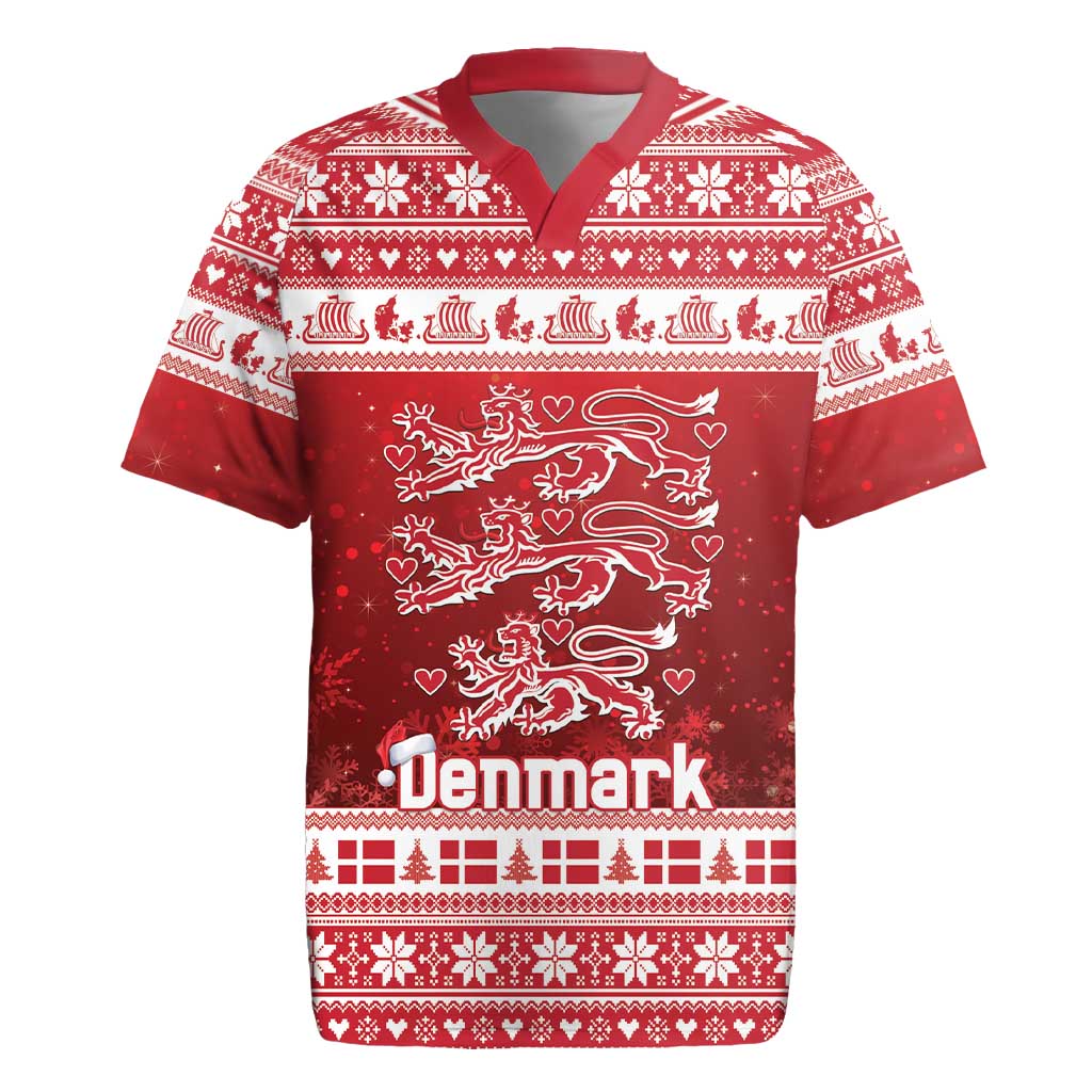 Denmark Christmas Rugby Jersey Three Danish Lions - Wonder Print Shop