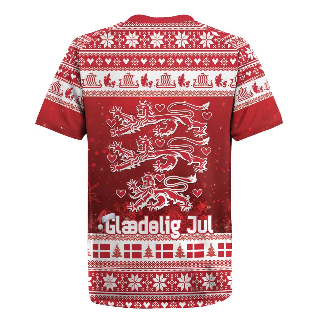 Denmark Christmas Rugby Jersey Three Danish Lions - Wonder Print Shop