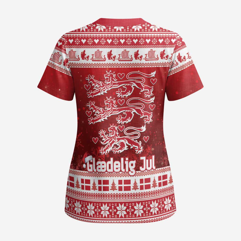Denmark Christmas Scrub Top Three Danish Lions - Wonder Print Shop