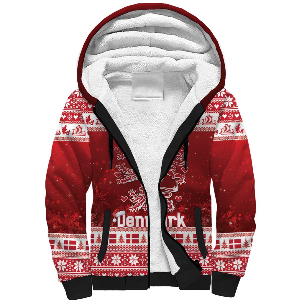 Denmark Christmas Sherpa Hoodie Three Danish Lions - Wonder Print Shop