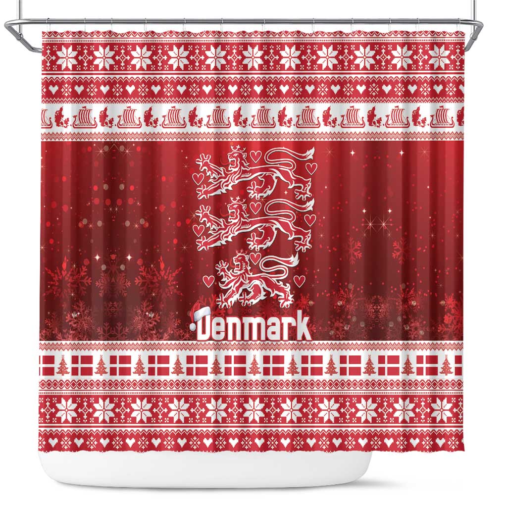 Denmark Christmas Shower Curtain Three Danish Lions - Wonder Print Shop