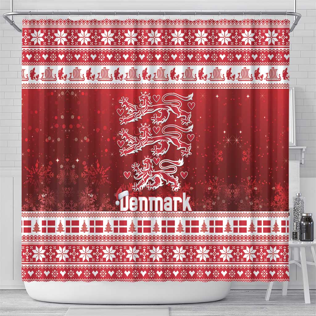 Denmark Christmas Shower Curtain Three Danish Lions - Wonder Print Shop