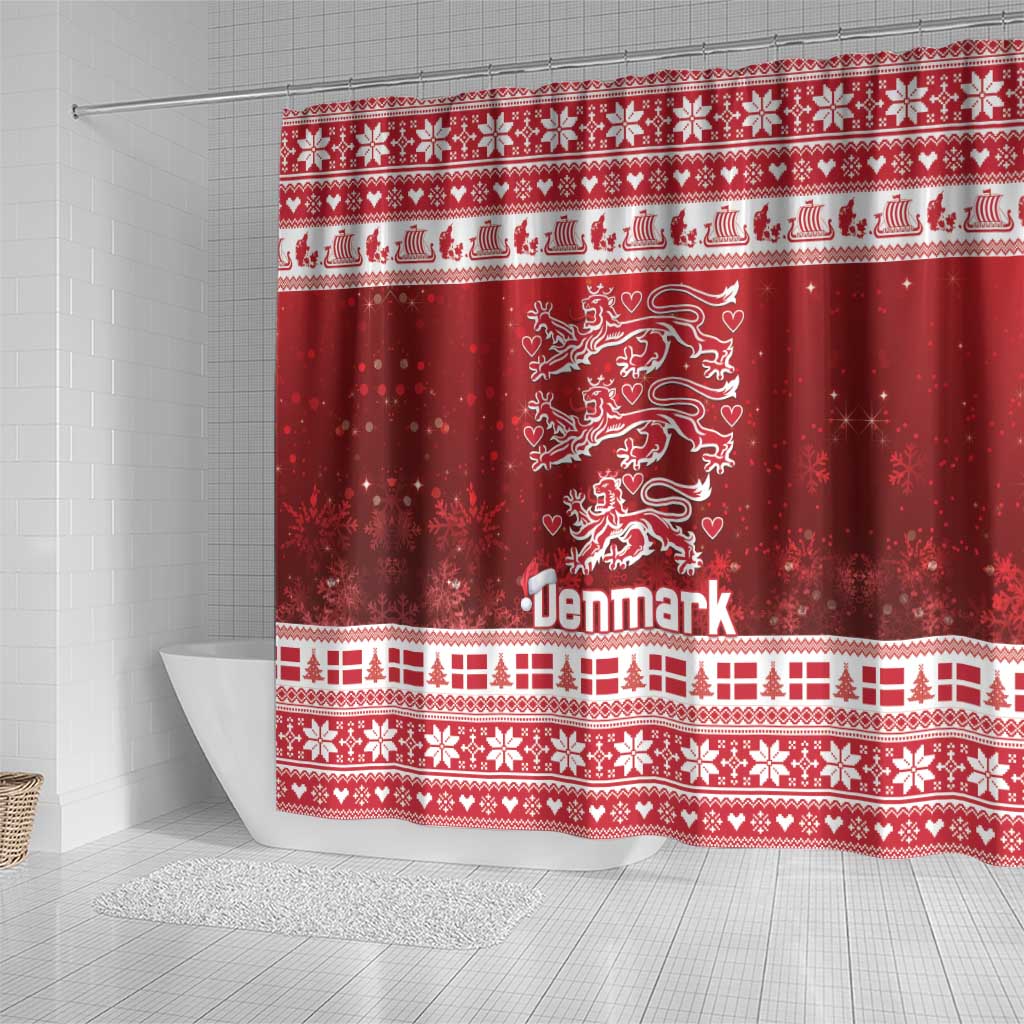 Denmark Christmas Shower Curtain Three Danish Lions - Wonder Print Shop